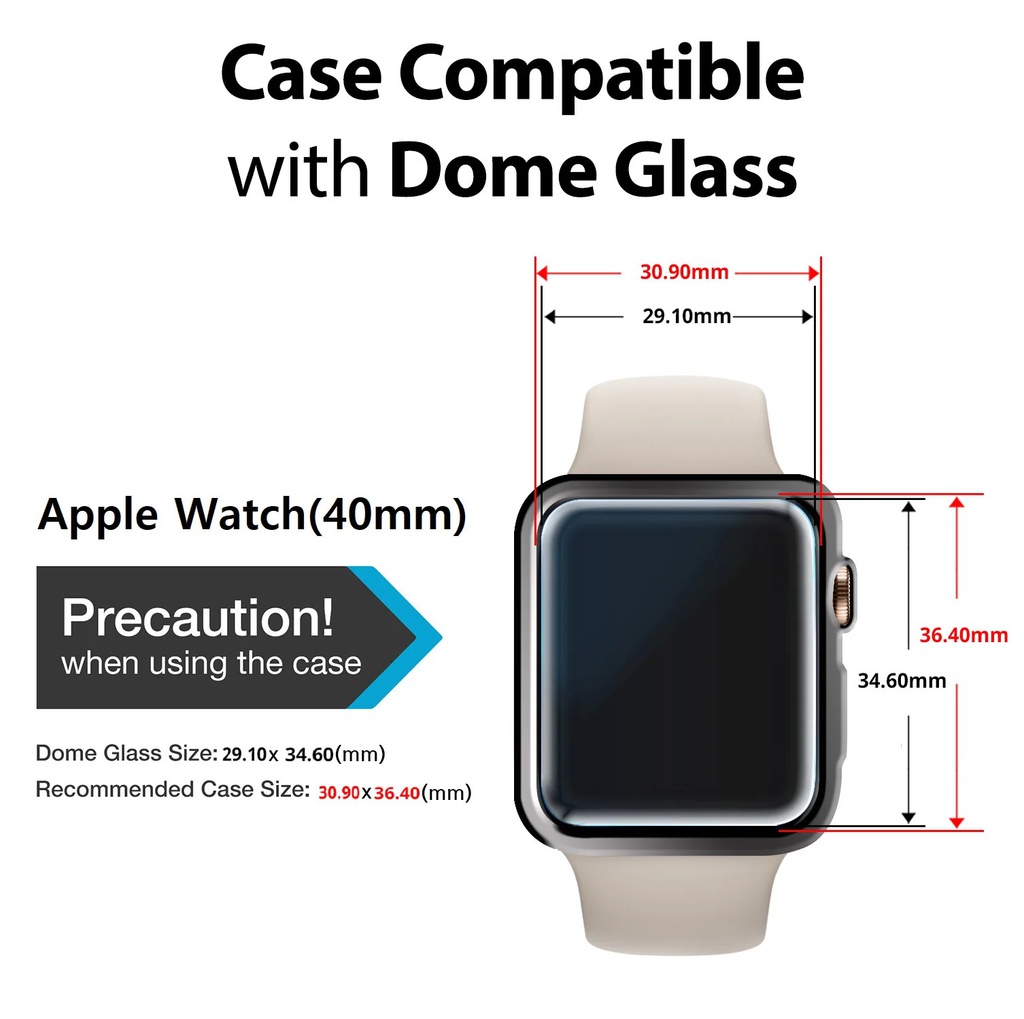 Korean Whitestone UV Apple Watch Dome Glass "Double Glass" with UV Light 40mm [2PACK GLASS]